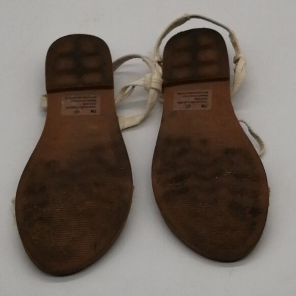 Maurices Womens Barely‎ There Strappy Sandal White Canvas Slip On Flat Heel 7M - Picture 9 of 9